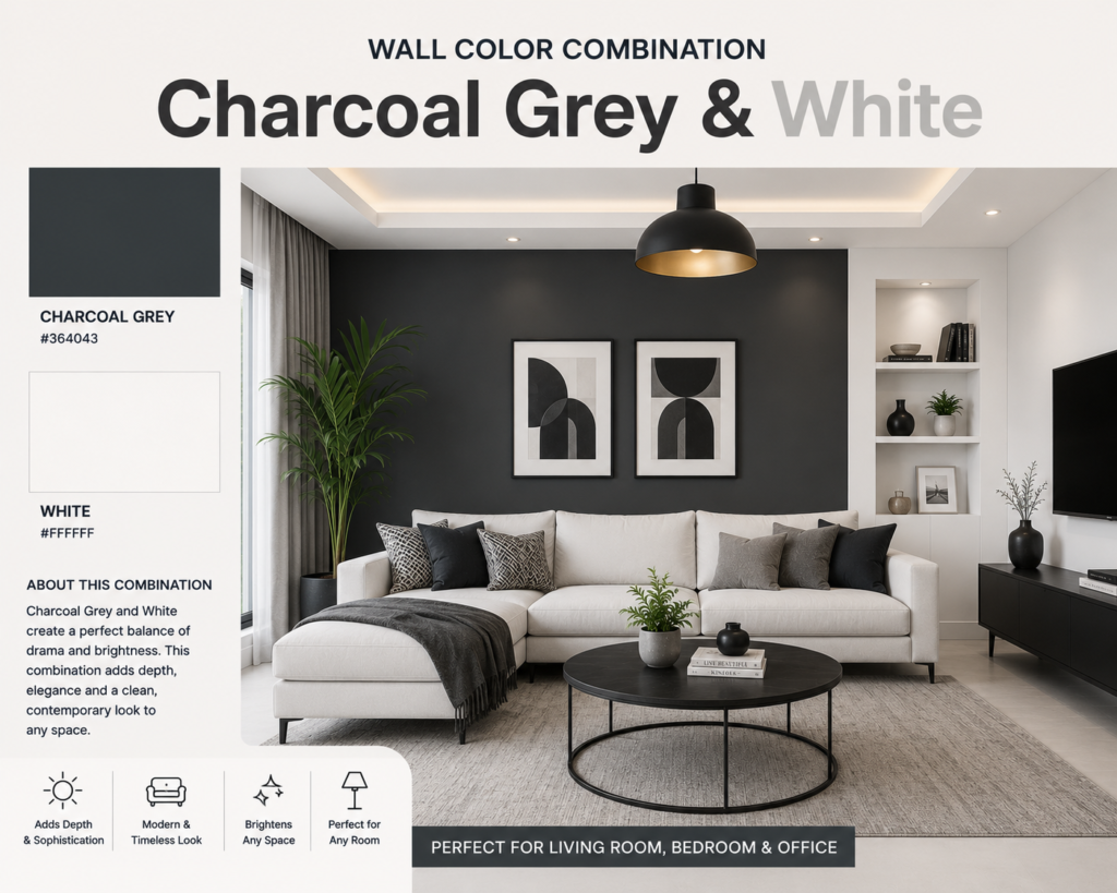 Charcoal Grey & White