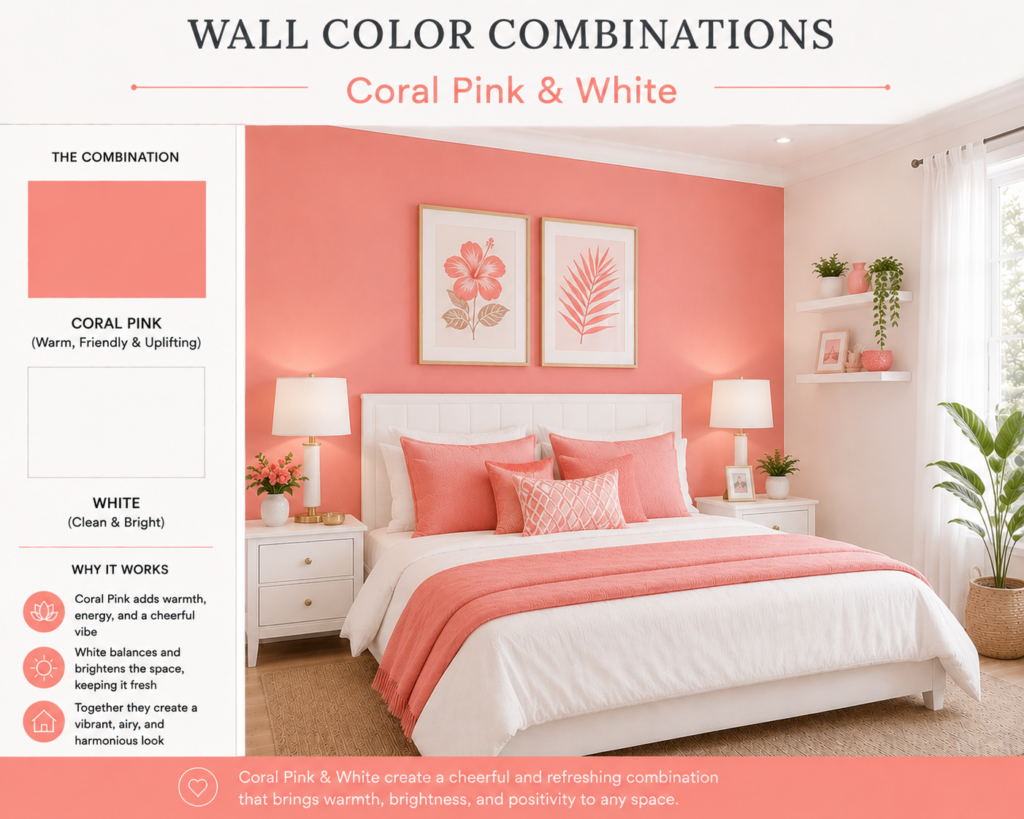Coral Pink & White