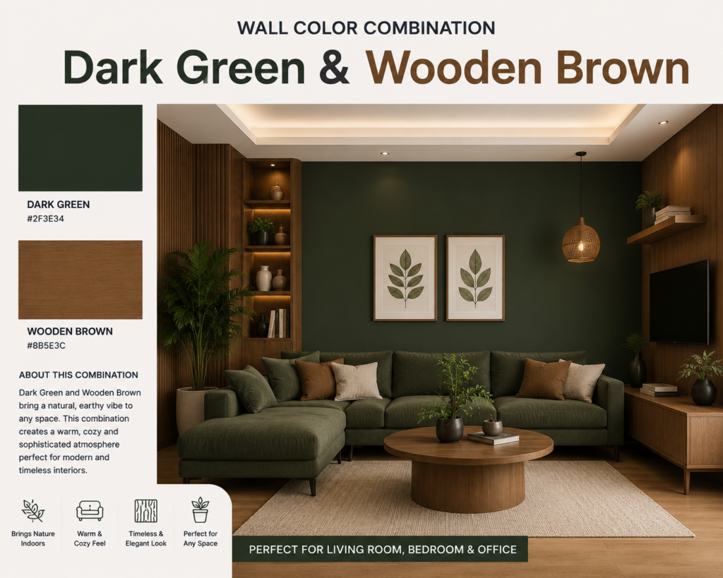 Dark Green & Wooden Brown