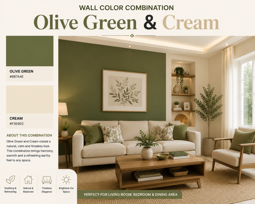 Olive Green & Cream