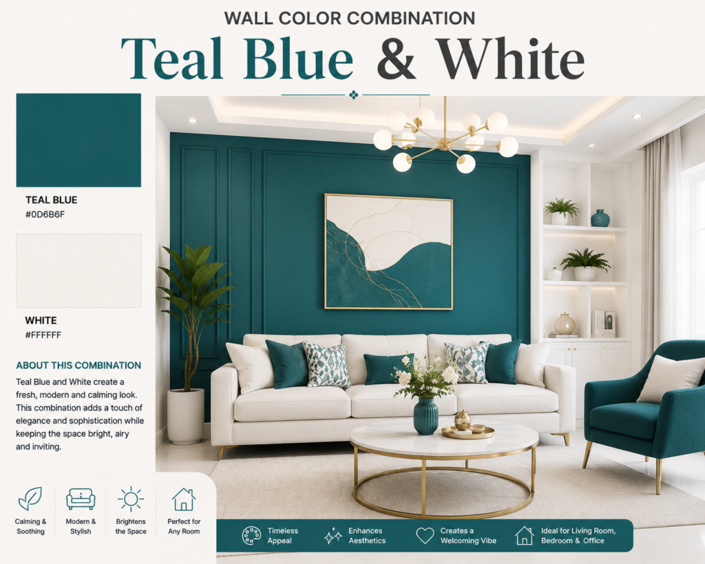 Teal Blue & White