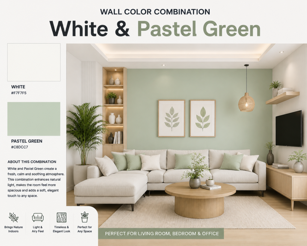  White & Pastel Green