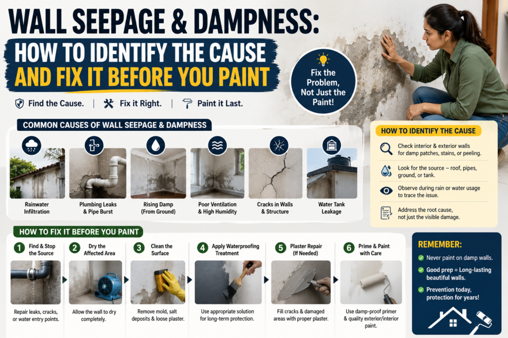 Wall Seepage & Dampness: How to Identify the Cause and Fix it Before You Paint